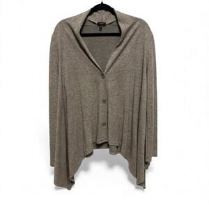 Talbots Cardigan Womens Large Gray Lagenlook Button V-Neck Minimalist Cozy Wool